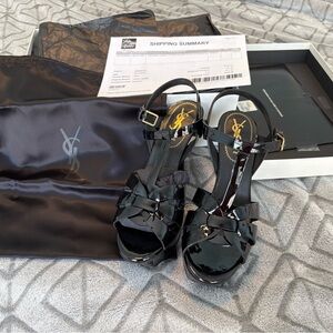 Yves Saint Laurent "Tribute" Black Patent Leather Heels Size 36.5